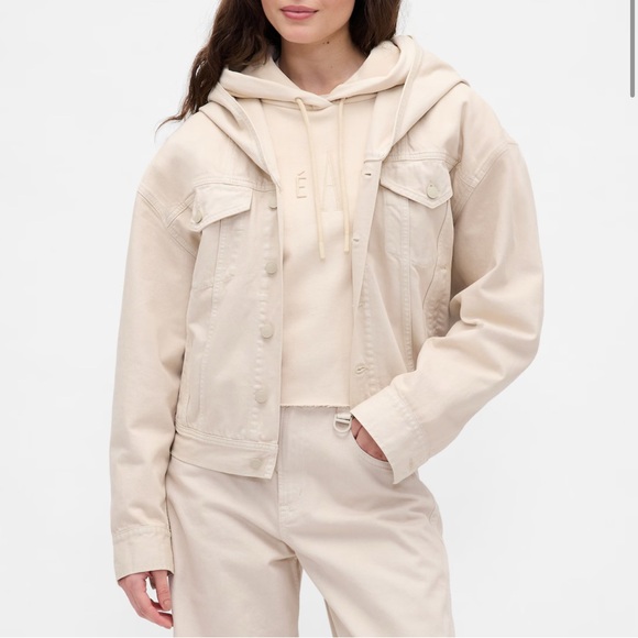 BNWT GAP X BEIS Hooded Denim Jacket light tundra NWT Size XS - Picture 1 of 3